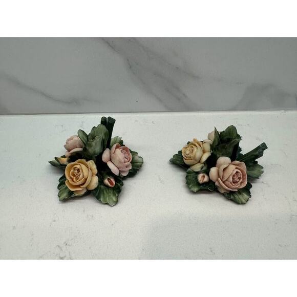 Vintage Capodimonte Porcelain Flower Candleholders - Picture 5 of 7